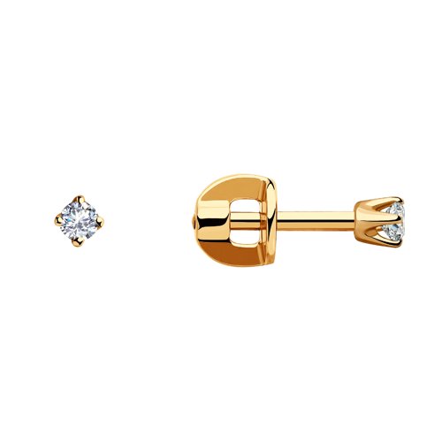 Cercei Pusete din aur roșu cu pietre Cubic Zirconia Incolor