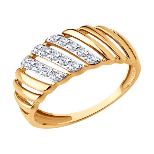 Inel din aur roșu cu pietre Cubic Zirconia Incolor