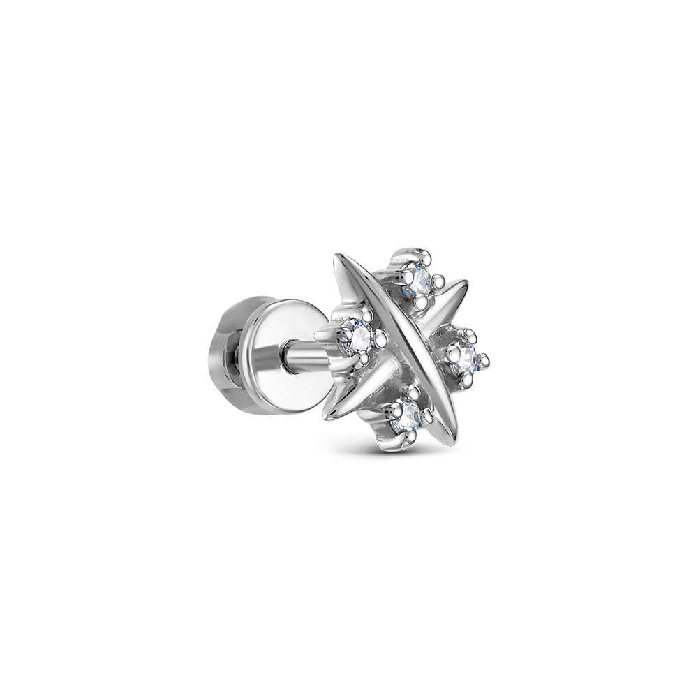 Cercel din aur alb cu pietre Diamant