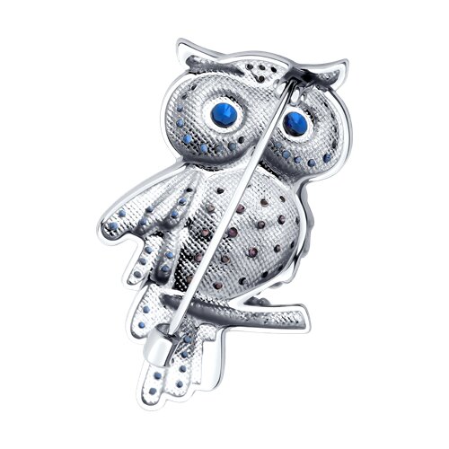 Broșă din argint  cu pietre Cubic Zirconia Albastru Safir, Cubic Zirconia Liliachiu și Emailare