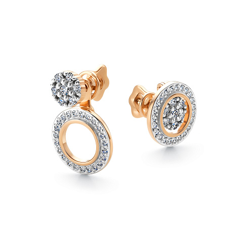 Cercei Pusete din aur roșu cu pietre Diamant