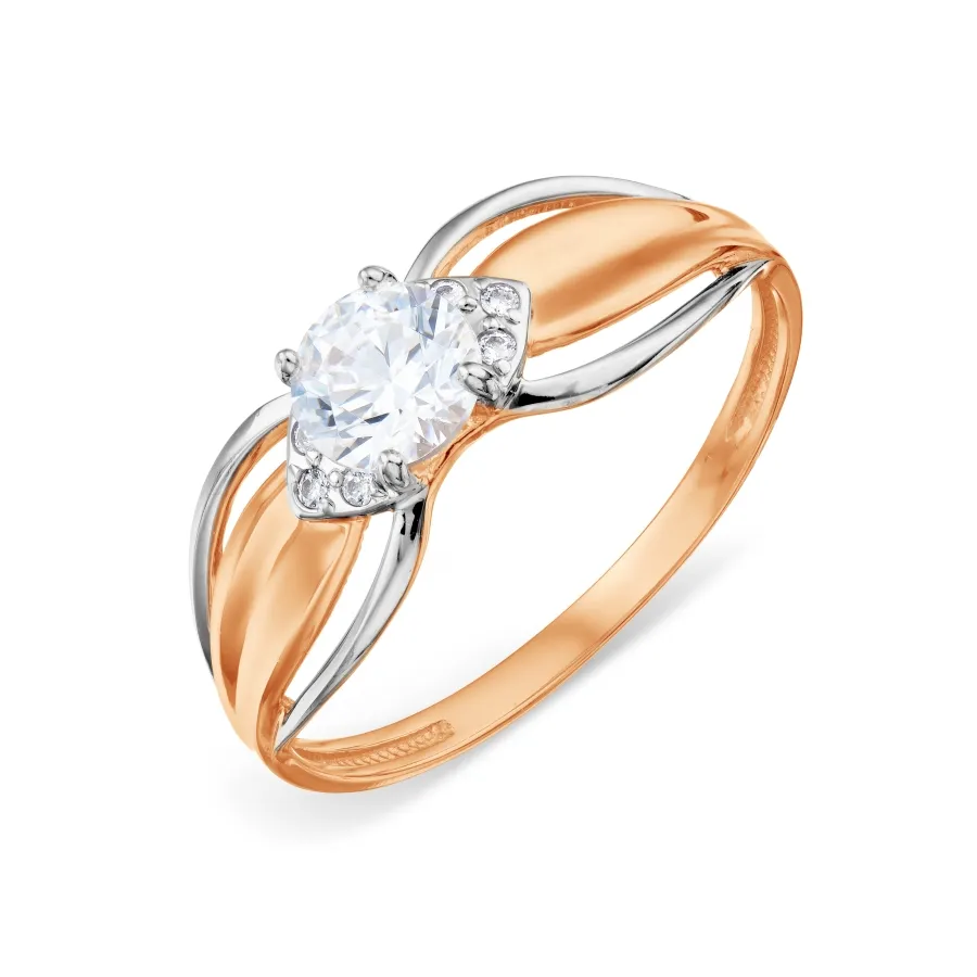 Inel din aur roșu cu Cubic Zirconia Incolor