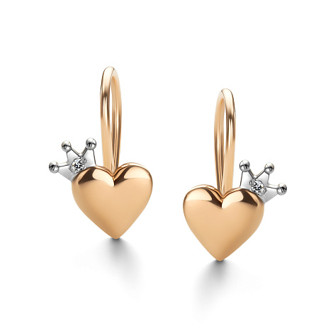 Cercei p-u copii din aur roșu cu pietre Diamant