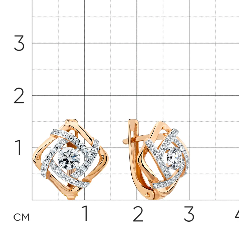 Cercei din aur roșu cu Cubic Zirconia Incolor