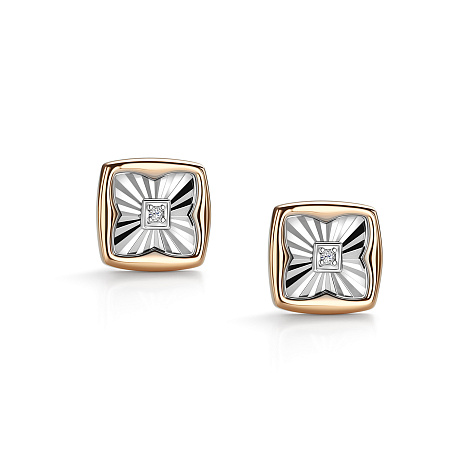 Серьги Пусеты из красного золота с камнями Бриллиант