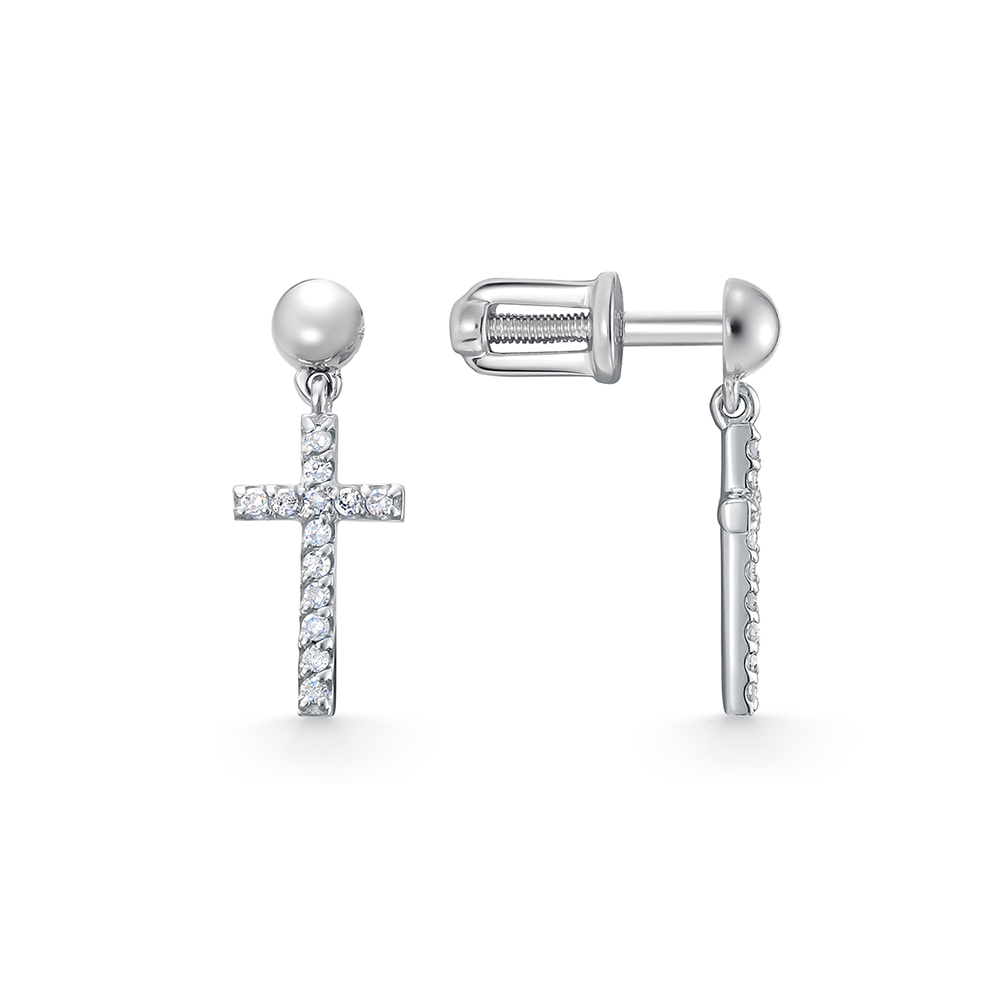 Cercei Pusete din aur alb cu pietre Diamant