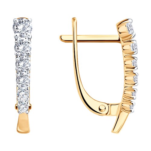 Cercei din aur roșu cu pietre Cubic Zirconia Incolor