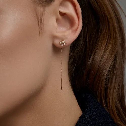 Cercei Lanț din aur roșu cu Cubic Zirconia Incolor