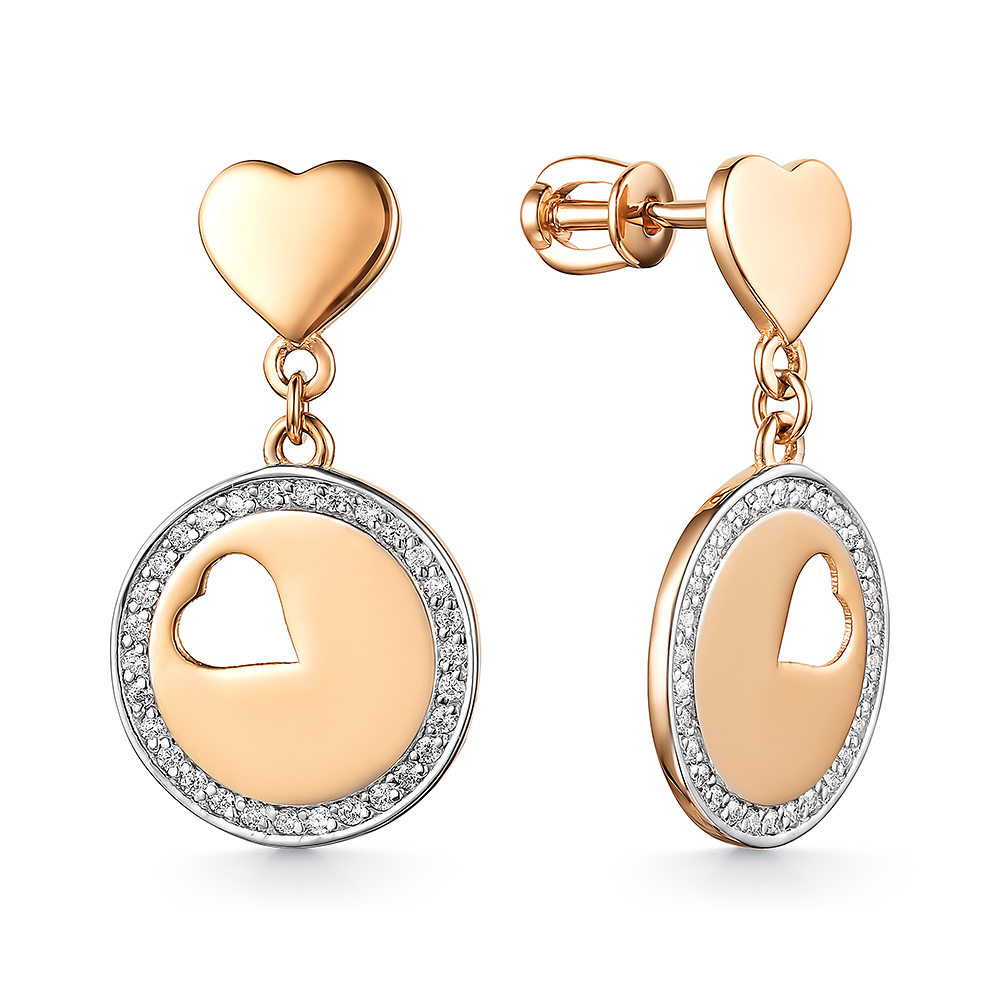 Cercei Pusete din aur roșu cu pietre Cubic Zirconia Incolor