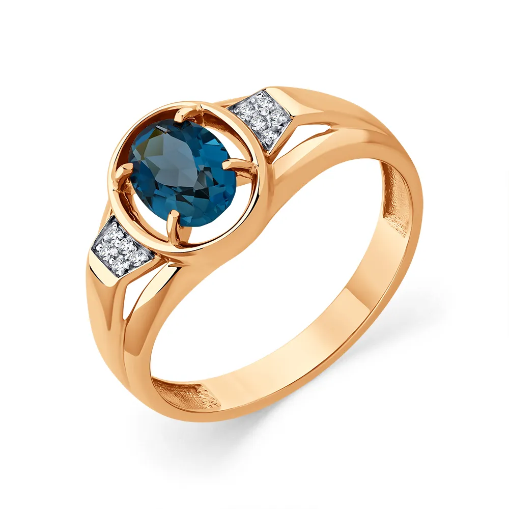 Inel din aur roșu cu Cubic Zirconia Incolor, Topaz London