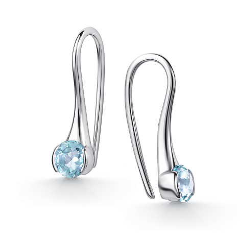 Серьги из серебра с камнями Топаз голубой