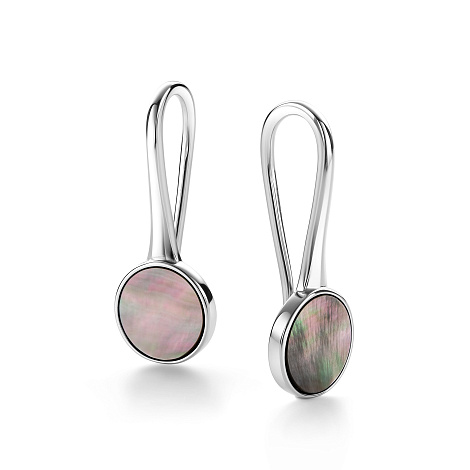 Серьги из серебра с камнями Перламутр черный