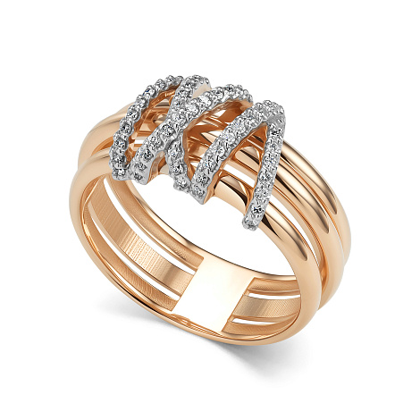 Inel din aur roșu cu pietre Diamant