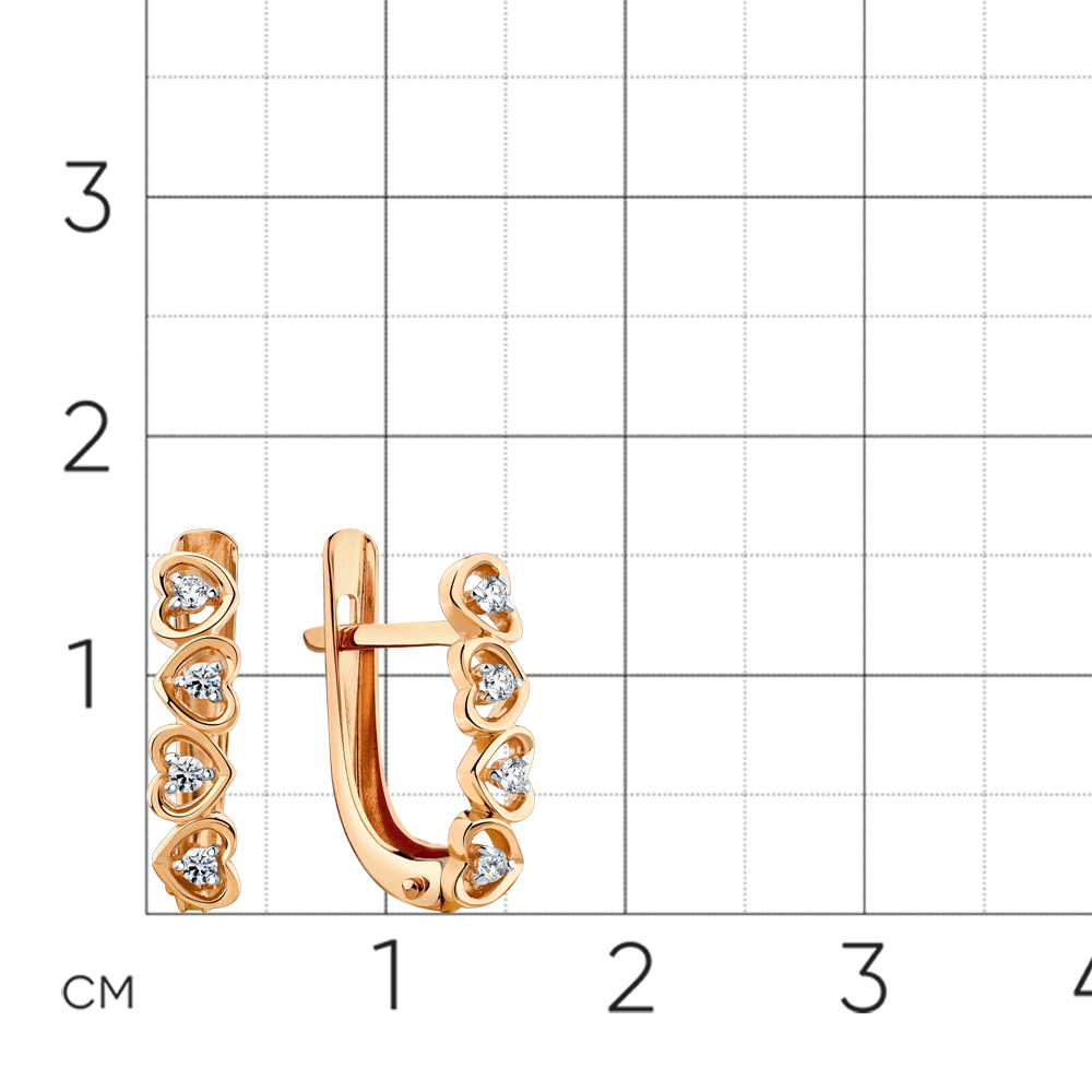 Cercei din aur roșu cu pietre Cubic Zirconia Incolor