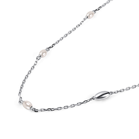 Колье из серебра с камнями Жемчуг имит.