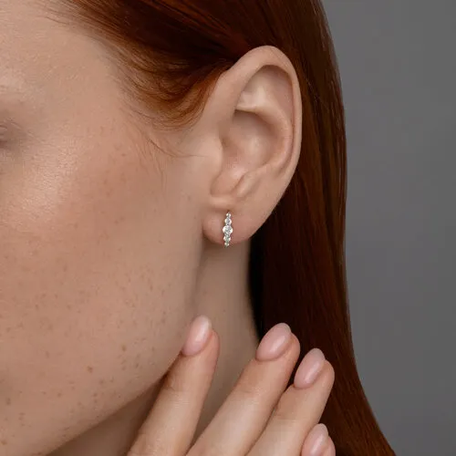 Cercei Pusete din aur roșu cu Cubic Zirconia Incolor