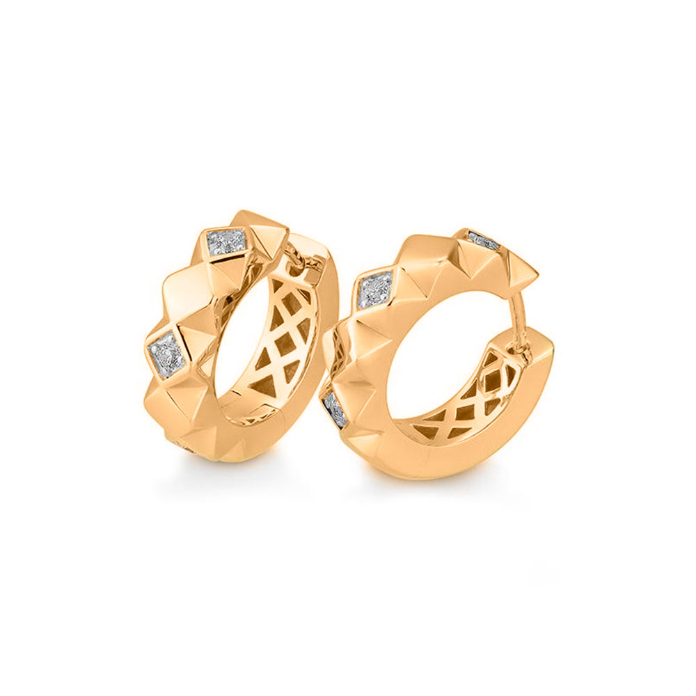 Cercei Creole din aur roșu cu pietre Diamant