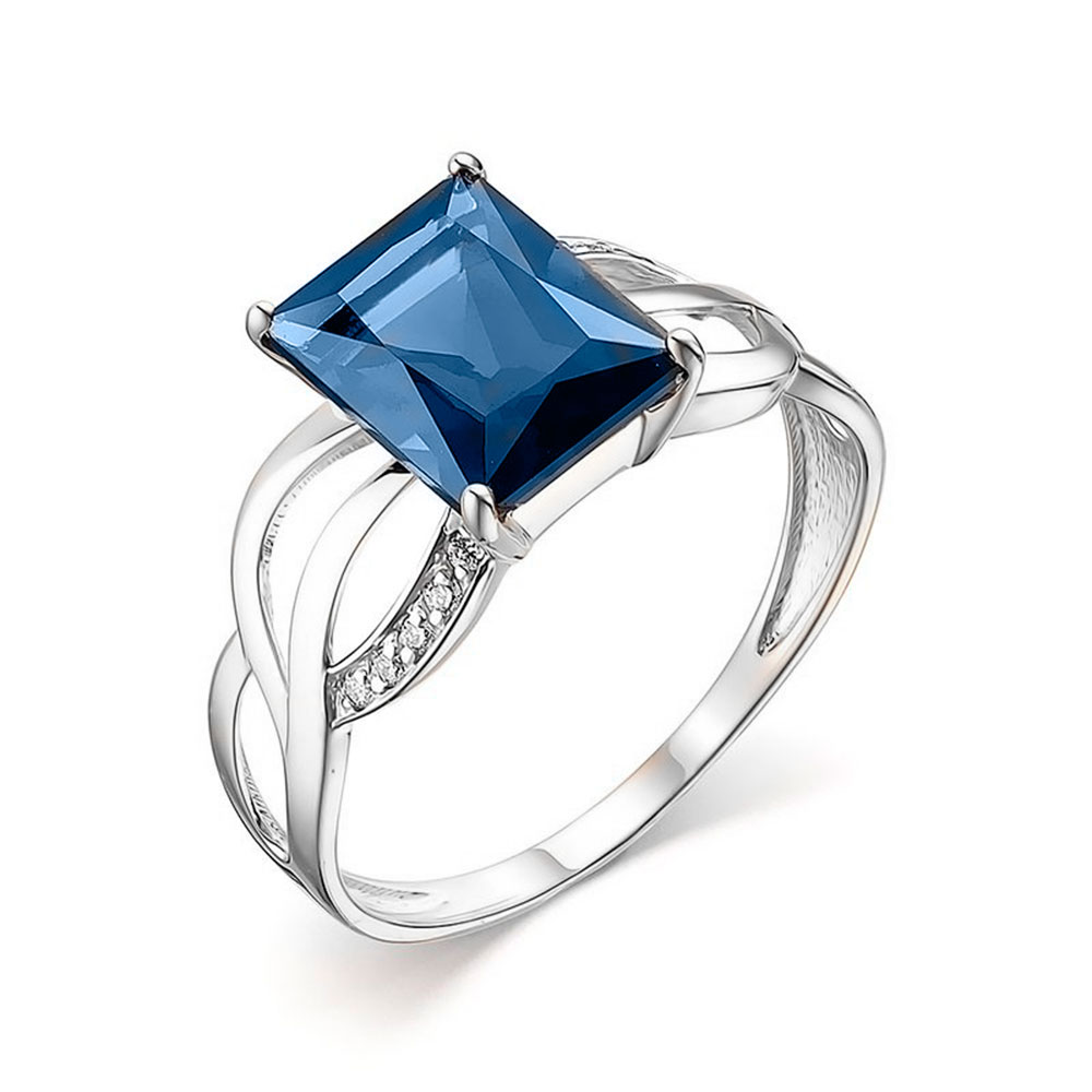 Кольцо из белого золота с камнями Фианит, Топаз London