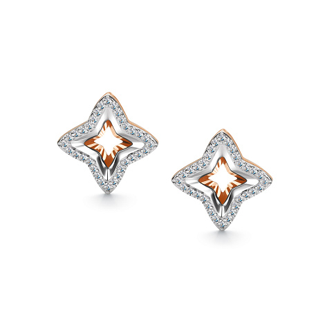 Cercei Pusete din aur roșu cu pietre Diamant