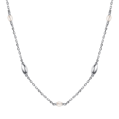 Колье из серебра с камнями Жемчуг имит.