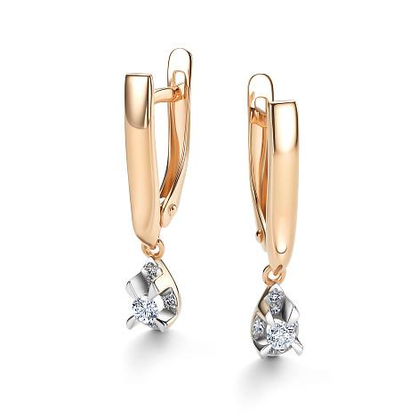 Cercei Suspendați din aur roșu cu pietre Diamant