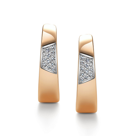 Cercei din aur roșu cu pietre Diamant