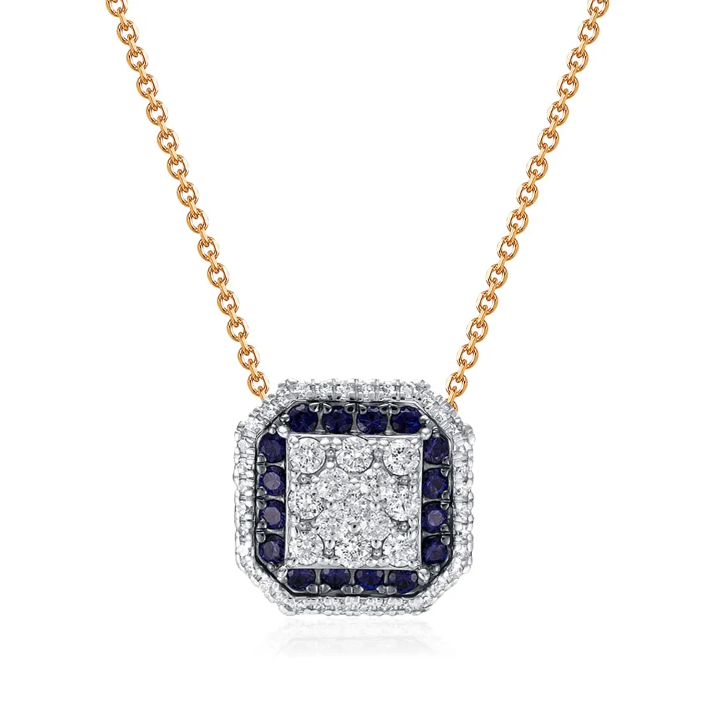 Colier din aur roșu cu Diamant, Safir