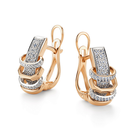 Cercei din aur roșu cu pietre Diamant