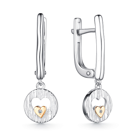 Cercei Suspendați din argint  cu pietre Diamant