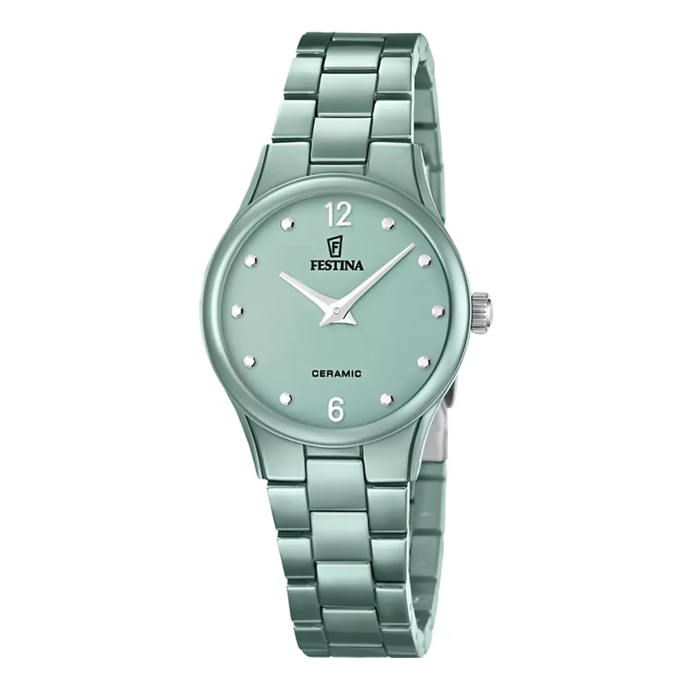 Ceas FESTINA cu pietre Ceramica Verde