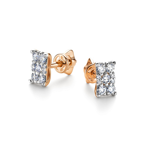 Cercei Pusete din aur roșu cu pietre Diamant