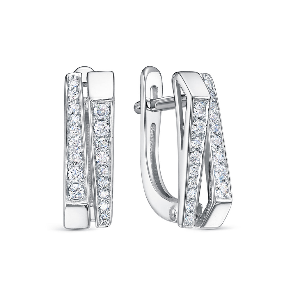 Cercei din aur alb cu pietre Diamant