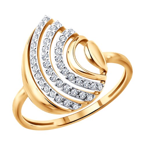 Inel din aur roșu cu pietre Cubic Zirconia Incolor