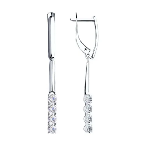 Cercei Suspendați din aur alb cu Cubic Zirconia Incolor