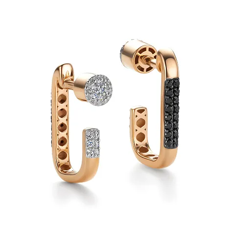 Cercei Pusete din aur roșu cu Diamant, Diamant negru