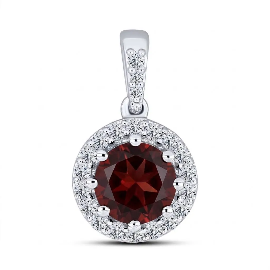 Pandantiv din argint cu Cubic Zirconia Incolor, Granat