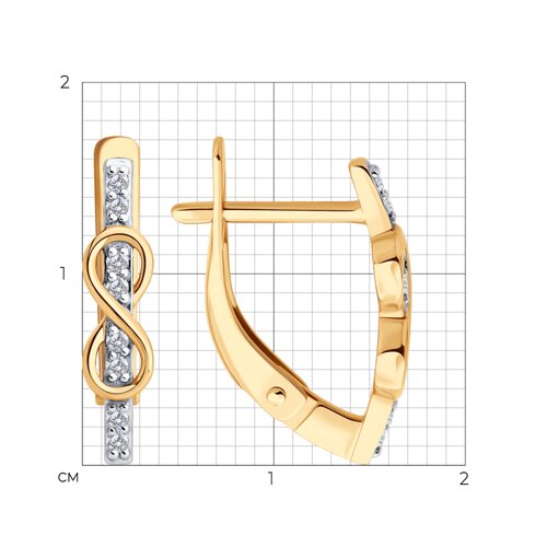 Cercei din aur roșu cu pietre Cubic Zirconia Incolor