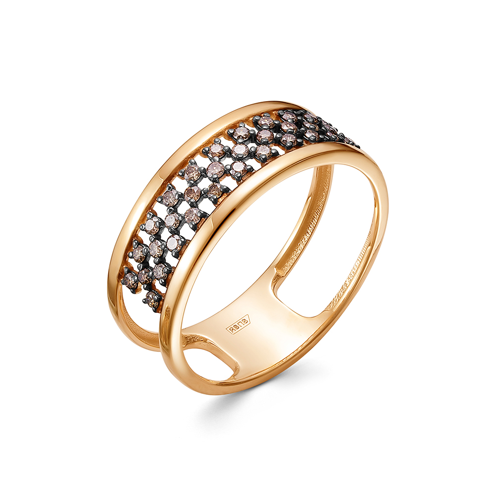 Inel din aur roșu cu pietre Diamant Cognac