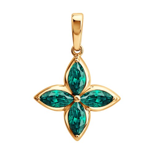 Подвеска из красного золота с камнями Изумруд