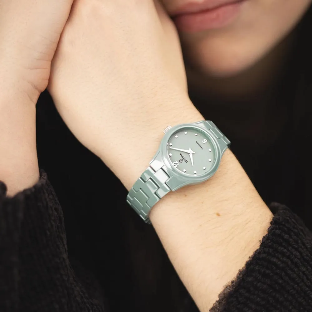 Ceas FESTINA cu pietre Ceramica Verde