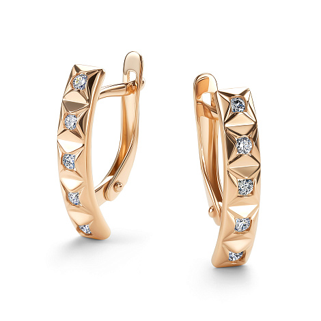 Cercei din aur roșu cu pietre Diamant