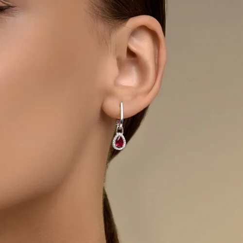 Cercei Suspendați din argint cu Cubic Zirconia Incolor, Rubin