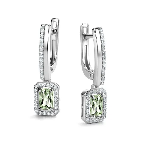 Cercei Suspendați din argint cu Cubic Zirconia Incolor, Prasiolit