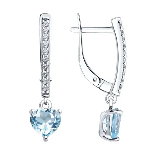 Cercei Suspendați din argint cu Cubic Zirconia Incolor, Topaz albastru