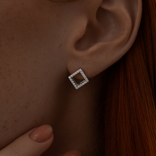 Cercei Pusete din argint  cu pietre Cubic Zirconia Incolor