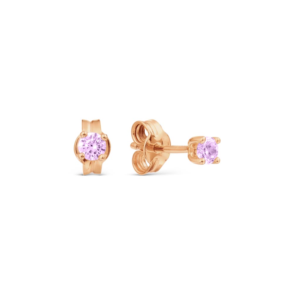 Cercei Pusete din aur roșu cu pietre Cubic Zirconia Liliachiu