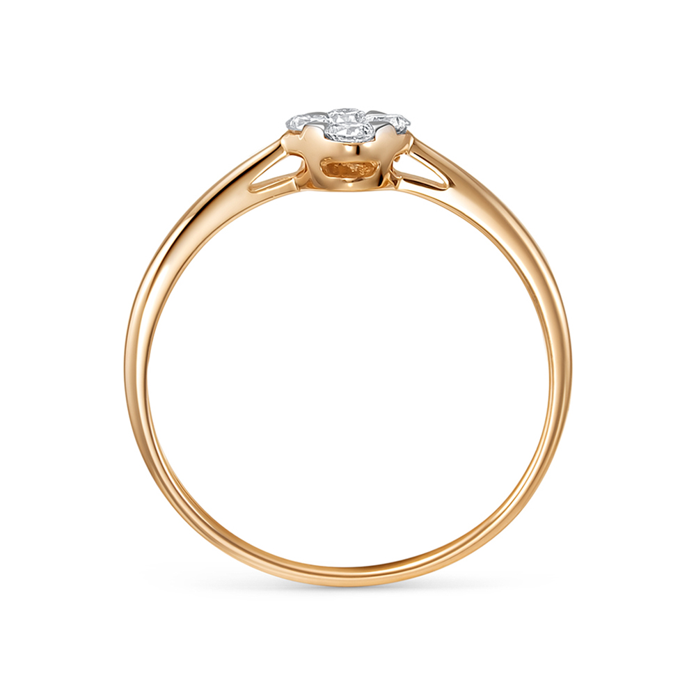 Кольцо из красного золота с камнями Бриллиант