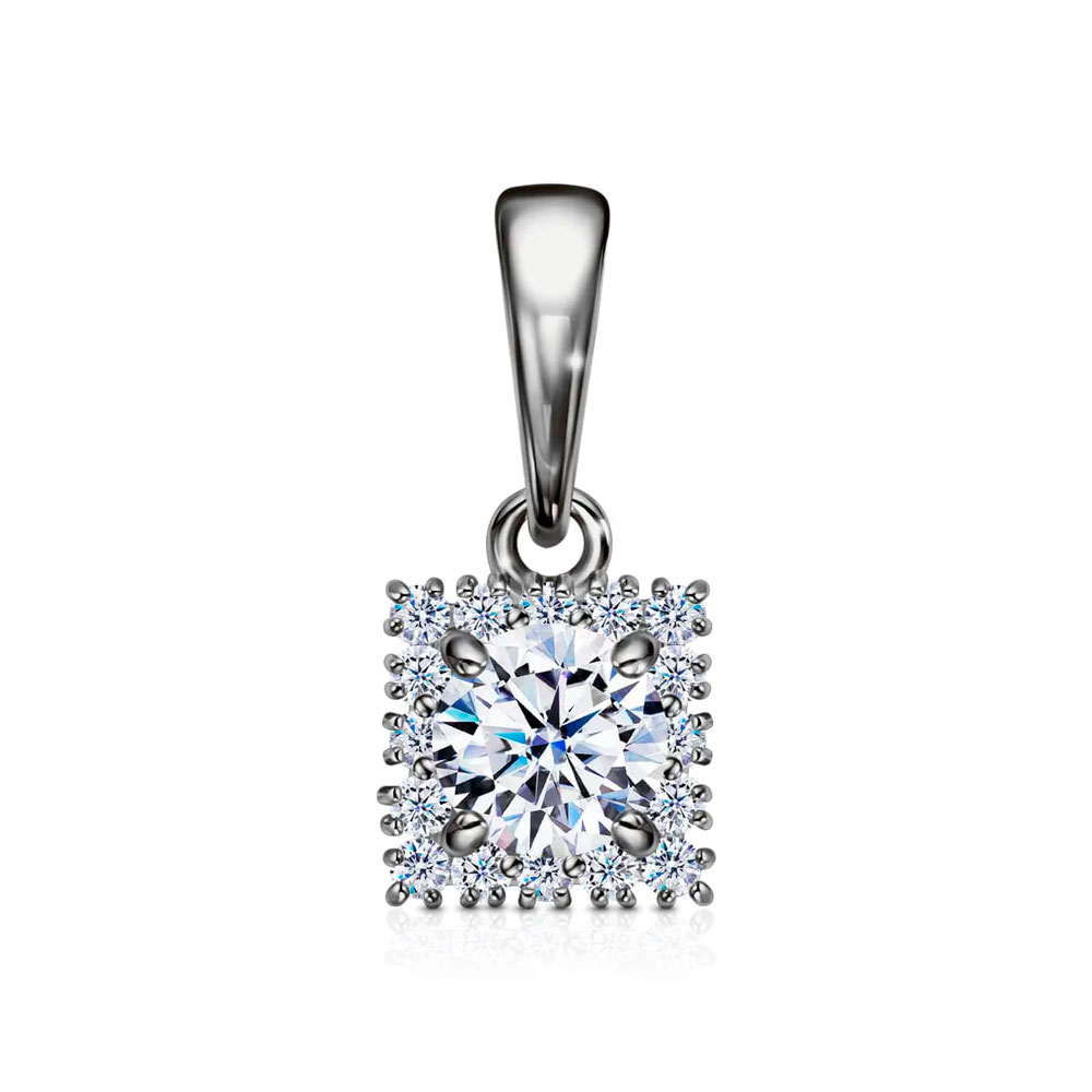 Pandantiv din aur alb cu pietre Cubic Zirconia Incolor