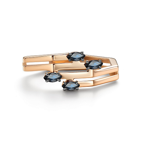 Кольцо из красного золота с камнями Сапфир
