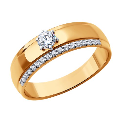 Inel din aur roșu cu pietre Cubic Zirconia Incolor